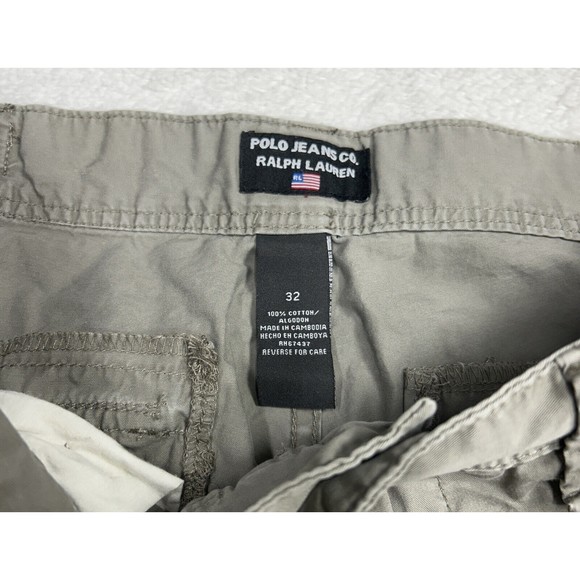 VTG Ralph Lauren Polo Jeans Co. Military Green Cargo Shorts Men's Size 32 - Picture 3 of 8